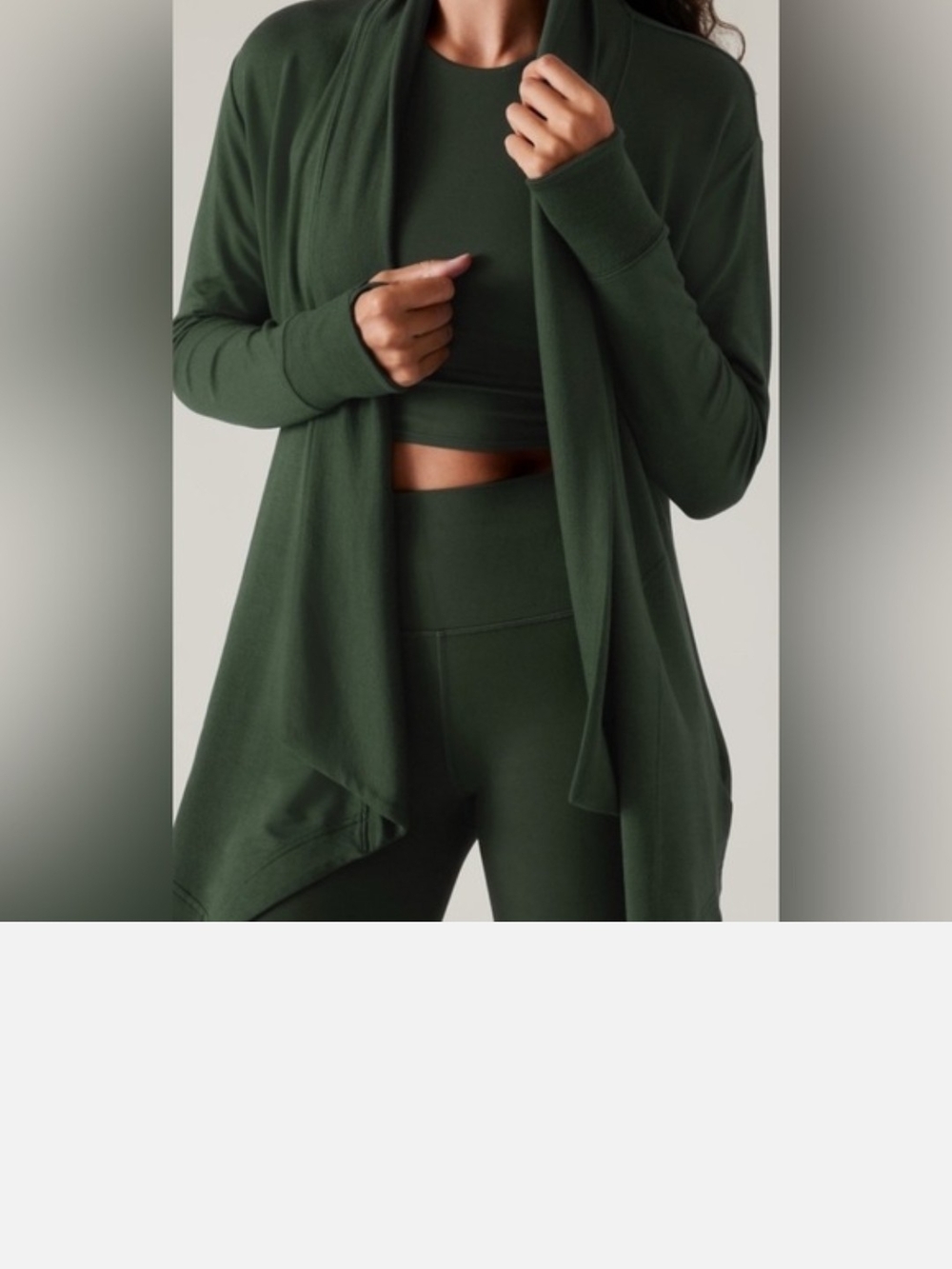 Athleta Dark Green Open Drape Cardigan